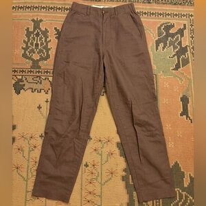Cotton Linen Blend Brown Pants